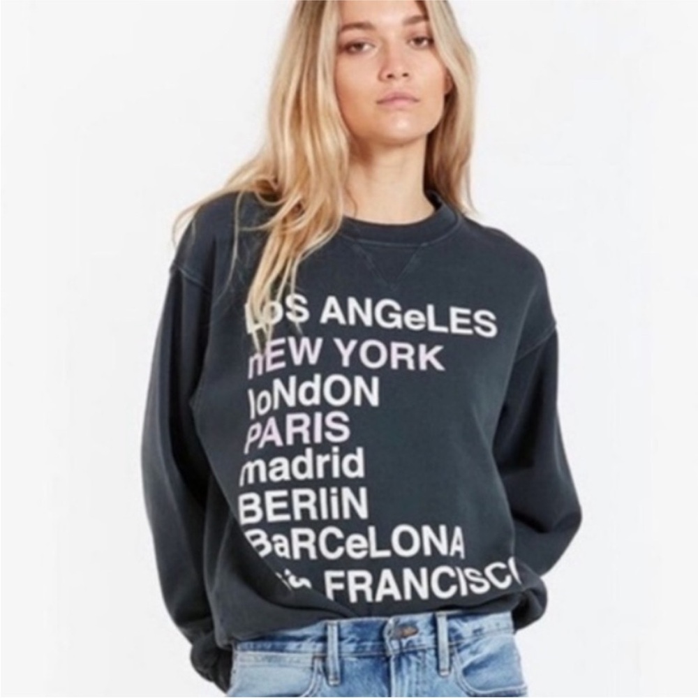Black Graphic Sweatshirt with City Names